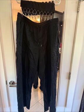Women’s Linen Black Drawstring Pants